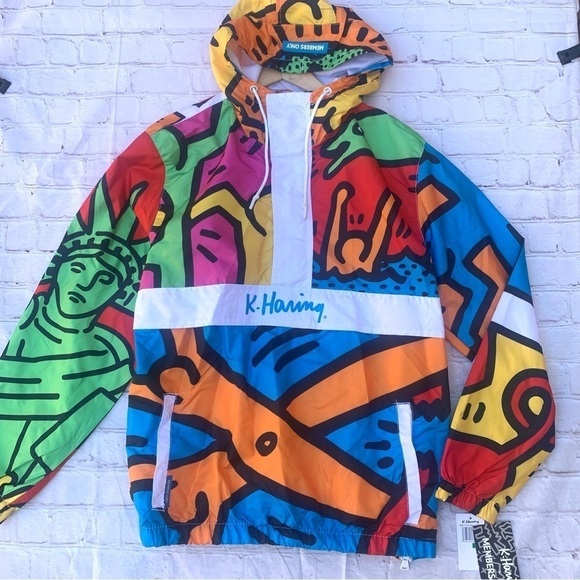 Keith K. Haring Members Only Pullover Windbreaker Jacket Rare NWT size LARGE - Picture 2 of 11